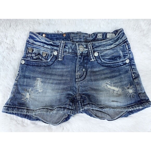 Miss Me Distressed Denim JK1038H6 Cut Off Jean Short Shorts Size 14 - Picture 1 of 10